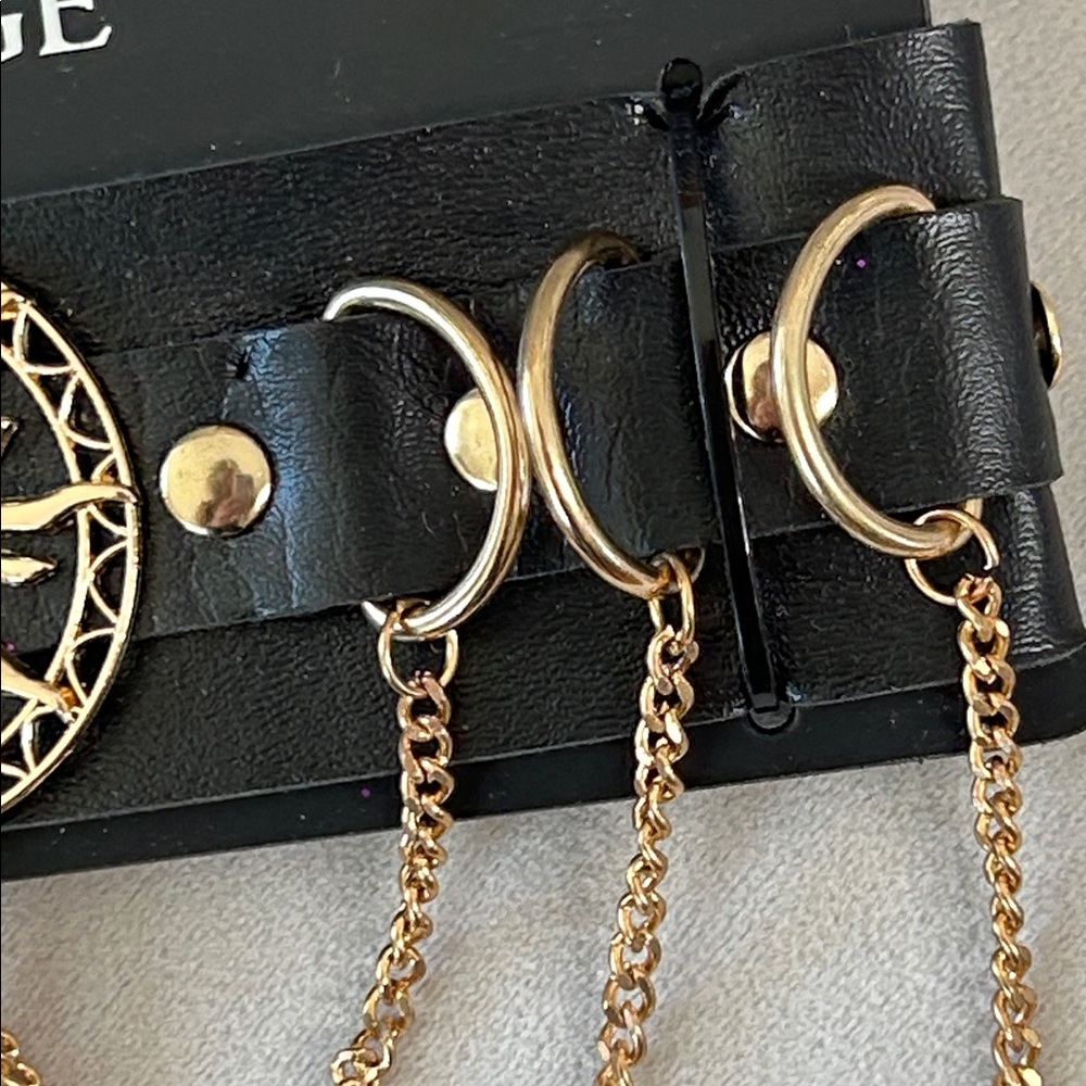 BodyRage Leather And Gold Choker Necklace - Picture 2 of 5